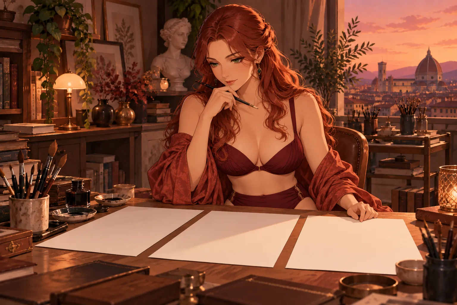 Hentai IA: ilustradora revisa tres láminas en blanco antes de elegir un generador